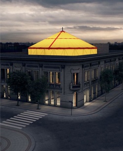 Smiljan Radic-2015-Nave-Arts Hall in Santiago del Cile, veduta generale con il circo sul tetto   - ZOOM 